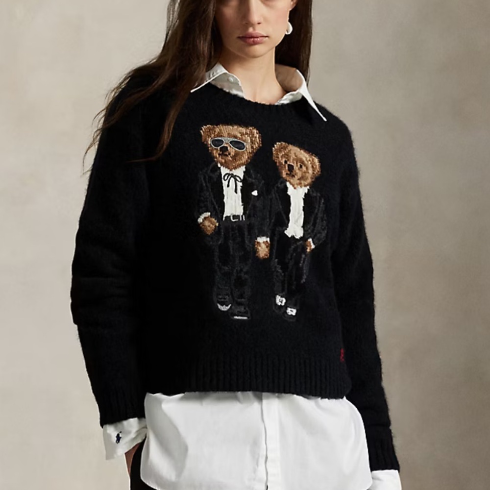 NWT Polo by Ralph Lauren Black Sweater with Bear Design